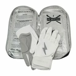 BRUCE BOLT 2021 YOUTH CHROME SERIES SHORT CUFF BATTING GLOVES WITH STORAGE BAG -Baseball Shop bruce bolt premium pro chrome series short cuff batting gloves with storage bag white brucebolt 683261 1080x 16399da1 76ae 458c a059 060c65bbba6c